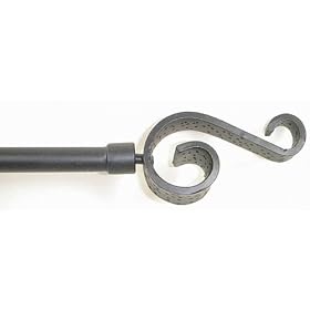 Window Curtain Rod Drapery Rod 44inch To 108inch Distressed Scroll Black by BackyardBargain LLC