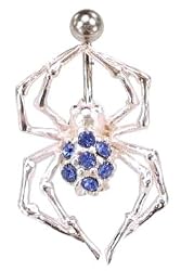 Blue Crystal Spider Steel Barbell Body Jewelry Piercing