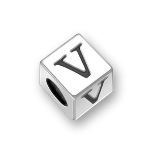 Bling Jewelry 925 Sterling Silver Block Letter V Biagi Chamilia Pandora Bead Compatible Charm