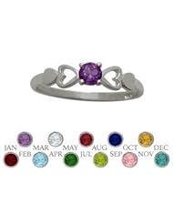 10 Karat White Gold Genuine Amethyst Round Shape Baby Ring