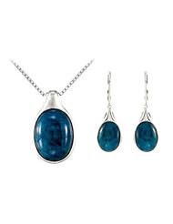 Sterling Silver Genuine Opaque Apatite Pendant with Earrings Set - 13.85 CT TGW