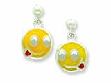 Sterling Silver Smiley Face with Tongue Out Resin Earrings