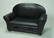Gift Mark Upholstered Chaise Lounge with Pull Out Drawer, Black