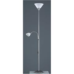 Reality Leuchten R4393-87 Fluter, mit Lesearm, 1x E27 + 1x E14, silberfarben, Schirme in wei�