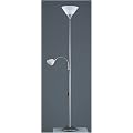Reality Leuchten R4393-87 Fluter, mit Lesearm, 1x E27 + 1x E14, silberfarben, Schirme in wei�