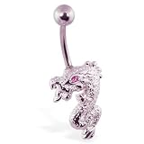 Pink eyed dragon navel ring