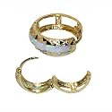 14 KT Yellow Gold Opal Huggies Earrings with 14K Regular Hoop Closure Findings