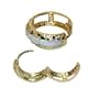 14 KT Yellow Gold Opal Huggies Earrings with 14k Regular Hoop Closure Findings