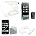 Apple iPhone 1st Gen (NOT for iPhone 3G) PDA Accessory Bundle Kit - Rapid Home Travel + Car Charger with Ic Chip + Smoke Crystal Snap On Cover Case with Belt Clip + Premium Reusable Screen Protector with Lint Cleaning Cloth By Ikross