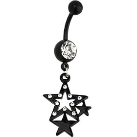 BIOPLAST Black STARLET STAR Dangle Belly Ring by 