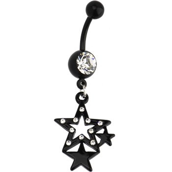 Childrens Toyshop  Jewelry : BIOPLAST Black STARLET STAR Dangle Belly Ring