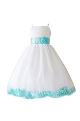 Girls Spaghetti Strap Satin/Tulle Lace Flower-Girl Dress  With a Sash 