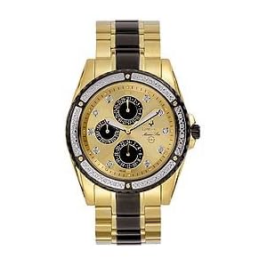 Bulova Mens 34 Diamond Marine Star - Gold Tone with Black Accents - Calendar