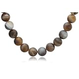 12mm Round Agate Beaded Necklace, 16