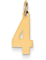 14k Yellow Gold Small Polished Number 4 Charm Pendant. Metal Wt- 0.5g