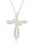 Sterling Silver Cross Diamond Pendant Necklace (1/10 cttw, I-J Color, I2-I3 Clarity), 18"