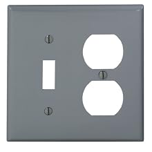Leviton 80705-GY 2-Gang 1-Toggle 1-Duplex Device Combination Wallplate, Standard Size, Thermoplastic Nylon, Device Mount, Gray