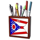 Florene State Flags - State Flag Of Ohio - Tile Pen Holders-5 inch tile pen holder