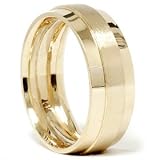 Solid 14K Yellow Gold Brushed Heavy Weight 7.5MM Wide Wedding Ring Band