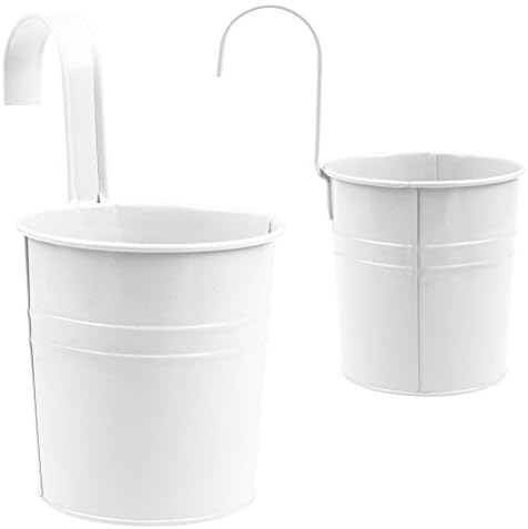 1Pcs Decorative Vase Modern Vases Metal Flower Pot Vase Hanging Balcony Garden Plant Planter Home Decor Iron 10cm (White)