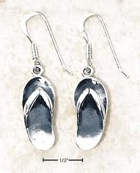 Sterling Silver Flip Flop French Wire Earrings - JewelryWeb