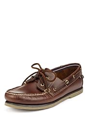 Blue Harbour Leather Lace up Deck Shoes with Freshfeet™ Silver Technology