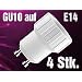Lunartec Lampensockel-Adapter Adapter GU10 auf E14, 4er-Set