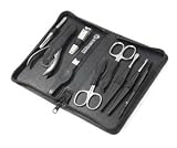 Large 9 piece stainless Steel Manicure Set in a Zipped Black Leather case (Solingen, Germany)