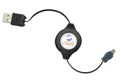 Emerge Technologies Retractable USB 2.0 A Male to Mini 5 Pin