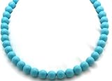 Turquoise Necklaces 9 mm Turquoise Mother of Pearl Based Gorgeous Beads Beaded Necklace 17
