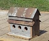 Amish Handmade Home and Garden Collectible Primitive Rustic Country Decor Birdhouse. A Very Unique Barnwood Birdhouse. This Birdhouse Is Made with Old Barnwood Siding, a Tin Roof and 3 Holes. Provide Your Feathered Friends a Safe Haven While Adding Warmth and Charm to Your Home, Porch, or Garden Landscape. Measures 13 1/2 X 13 X 8 1/2.