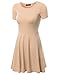 Doublju Women Casual Short Sleeve Round Neck Flare Mini Dress