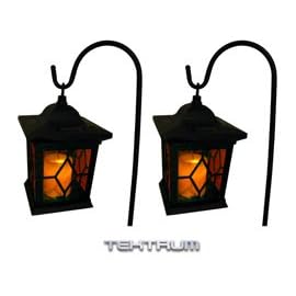 TEKTRUM LARGE SOLAR ACCENT FLICKERING CANDLE LANTERN LIGHTS (Set 0f 2) by 