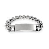 Eve's Addiction Mens Stainless Steel Curb Link ID Bracelet