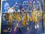 Los Angeles Lakers Signed 22x23 Canvas Print by Kobe Bryant, Shaquille O' Neal, Magic Johnson and Kareem Abdul Jabbar