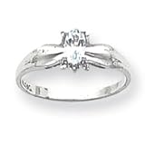 14k Gold White Gold .01ct Diamond & Aquamarine Birthstone Ring