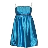 Satin Crystal Babydoll Bubble Mini Dress in Teal or Purple