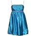 Satin Crystal Babydoll Bubble Mini Dress in Turquoise image 1