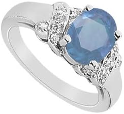Created Sapphire and Cubic Zirconia Ring 10K White Gold 2.75 Carat Total Gem Weight