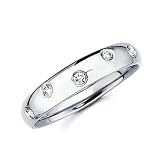 14k White Gold Bezel Diamond Wedding Ring Band .13ct