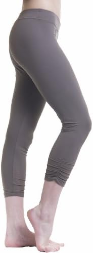 Women's Cropped Quilled Yoga Leggings S Olive Green