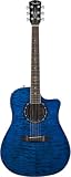 Fender T-BUCKET-300CE Dreadnought Acoustic-Electric Guitar, Quilted Top, Trans Blue