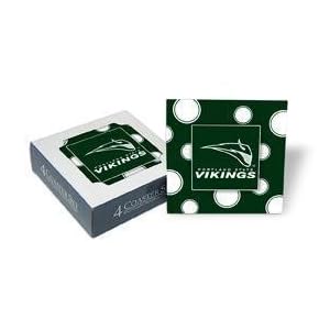 Set of 4 Ceramic Coasters (4x4) Vikings Polka Dot Coaster Set Portland State Vikings by 