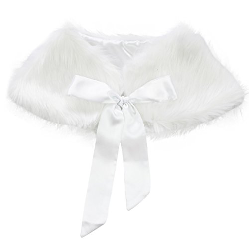 TIAOBU Girls Princess Faux Fur Bolero Shoulder Cape Bridesmaid Shawl Stole Shrug