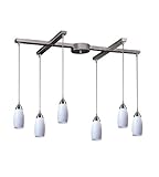 6 Light Pendant In Satin Nickel And Simply White Glass
