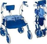 Rollator - Ergonomic Rolling Walker folds like an umberlla for compact storage. Weight is stabilized over a generous wheel base. Rotating castors on the front wheels allow for easy movement in all directions, while fixed wheels in the back add stability.