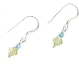 Baerreis - Delicate Small Sparkling Yellow Swarovski Crystal Drop Earrings on Sterling Silver French Earwires - Hand Crafted Artisan Jewelry USA