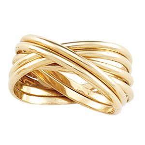 14K Yellow Gold 6-Band Rolling Ring