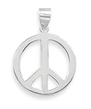 Sterling Silver.polished Peace Symbol Pendant W/18" Chain Necklace