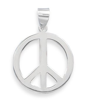 Sterling Silver Peace Symbol Pendant W/18